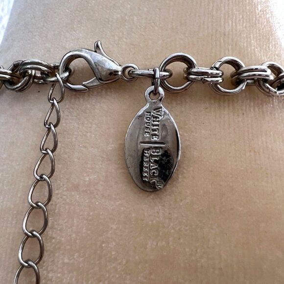 VINTAGE WHITE HOUSE | BLACK MARKET SILVERTONE‎ CHOKER NECKLACE 16 in. ext… - Picture 4 of 7